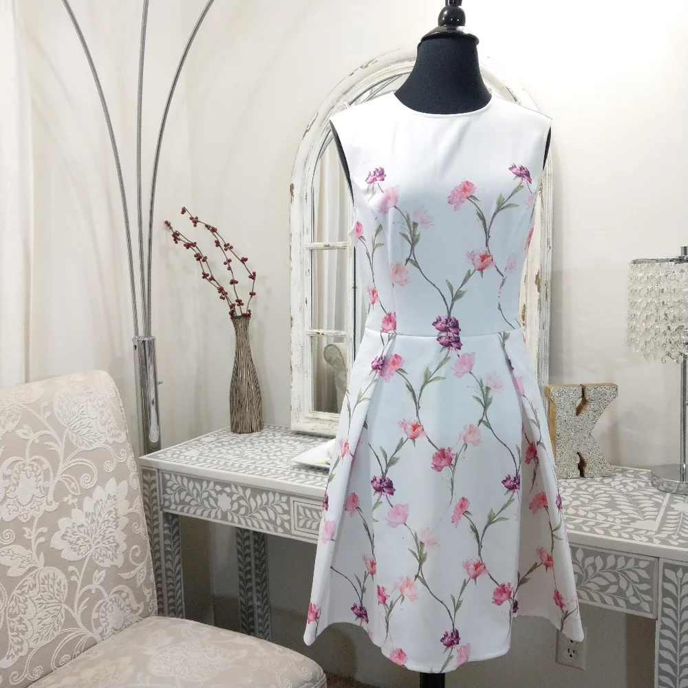 🍒NWT🍒 TED BAKER SKETCHED FLORAL DRESS - Picture 2 of 12